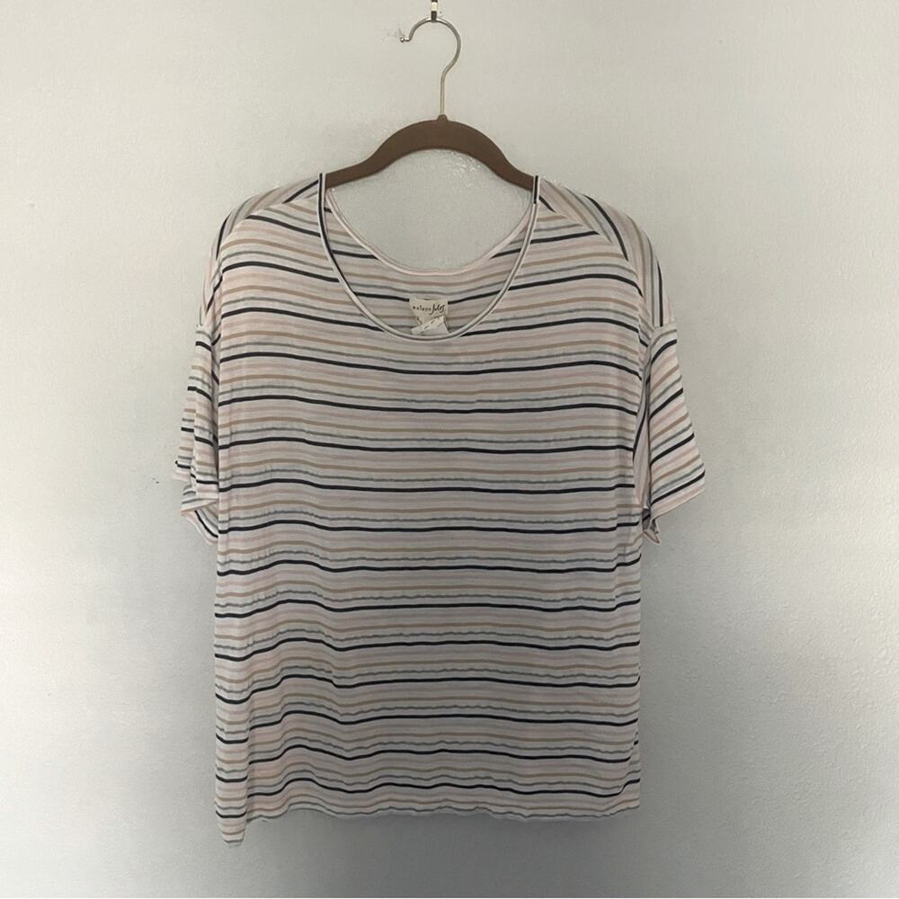 Striped Boxy Top Tee Pink, Navy, & White NWT